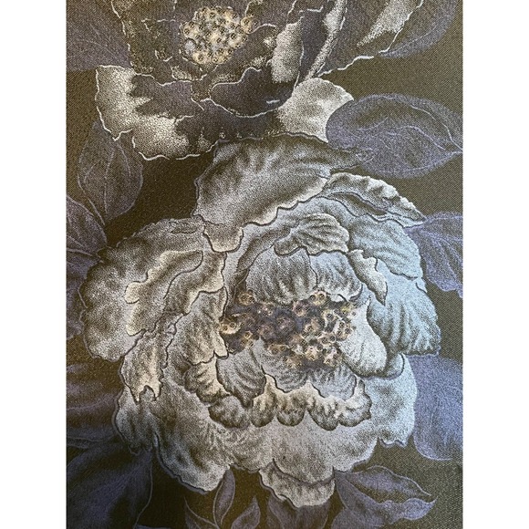 Vintage 90s CDC Navy Satin Halter Blue Roses Cocktail Dress Size 8 - Picture 4 of 7